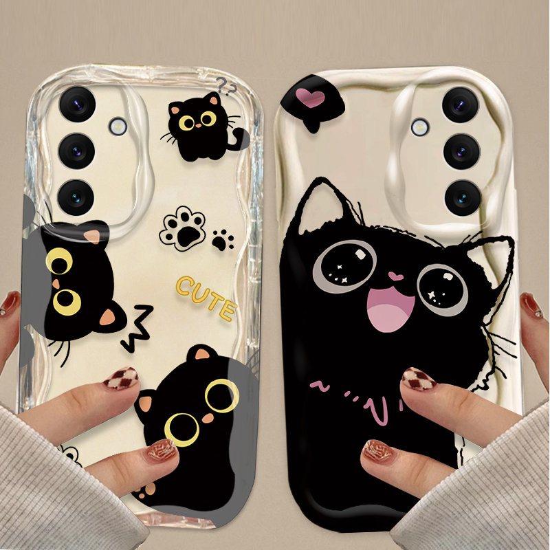 Cute Big Eyes Black Cat Case f - Samsung Galaxy A55 ulasan dan harga